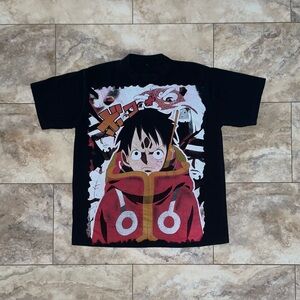 One Piece Luffy & Lucci Dual-Side Graphic T-Shirt Black RARE Size Large